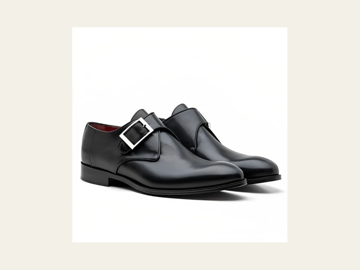 Italian men’s double monk-strap shoes